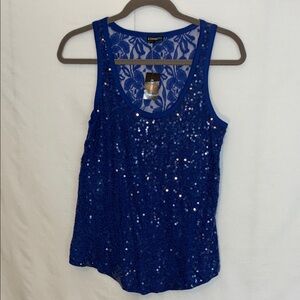 Express Royal Blue Sequin Tank Top